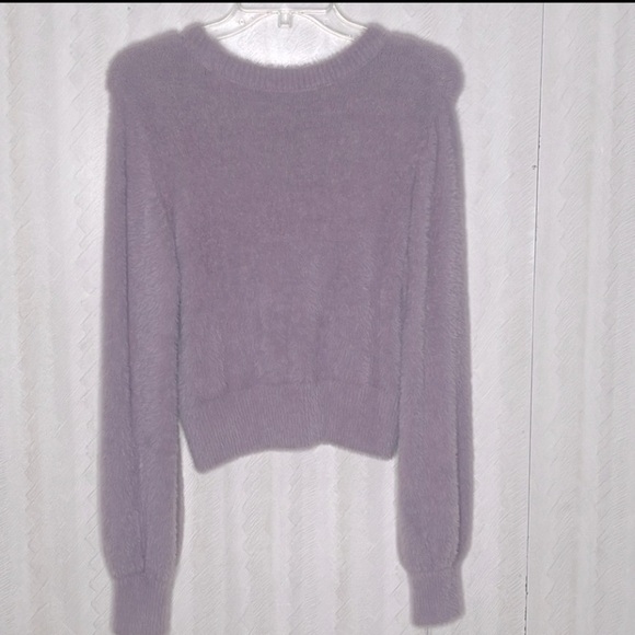 SUNDAY BEST cute Purple fuzzy Crew Neck Sweater Size S - Picture 3 of 5